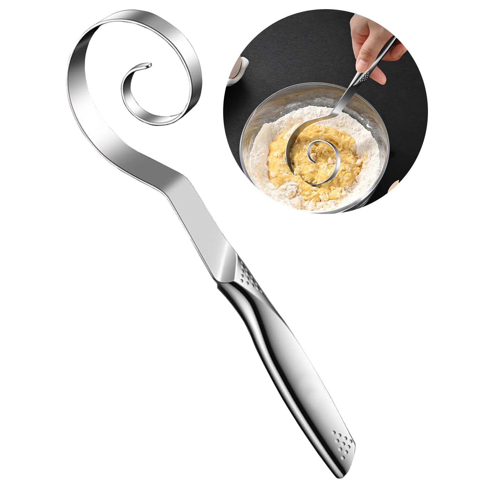 Danish Pancake Pan - Portable Seamless Dough Whisk Metal Dough