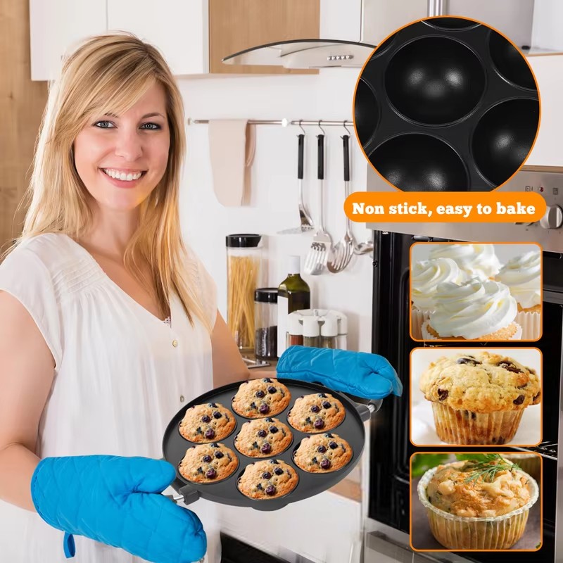 7-Cavity Aluminum Mold for Pan - Takoyaki Grill Plate recension och pris