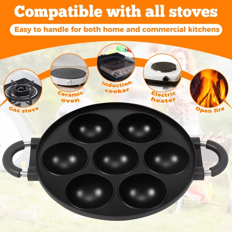 7-Cavity Aluminum Mold for Pan - Takoyaki Grill Plate recension och pris
