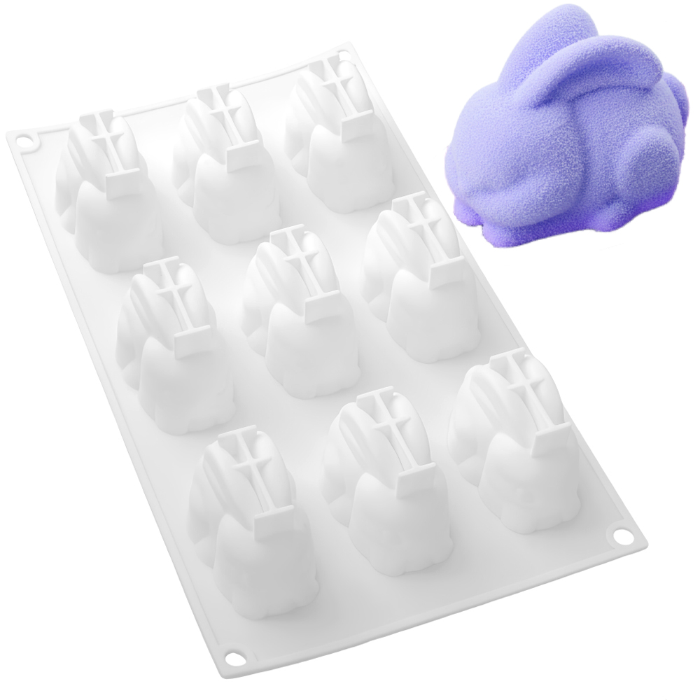 9-Cell Squatting Long Eared Ra - Bunny Cake Mold recension och pris
